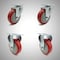 Service Caster 4 Inch SS Red Polyurethane Swivel Top Plate Caster Set with 2 Rigid SCC SCC-SS20S414-PPUB-RED-2-R414-2 - alternate 1